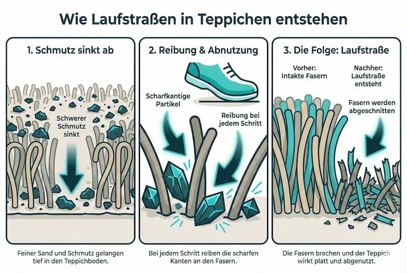Teppichverschleiß durch Sand und Schmutz vorbeugen