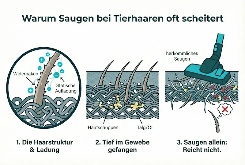 Mierhaare und Allergene aus Textilien entfernen - Makroaufnahme