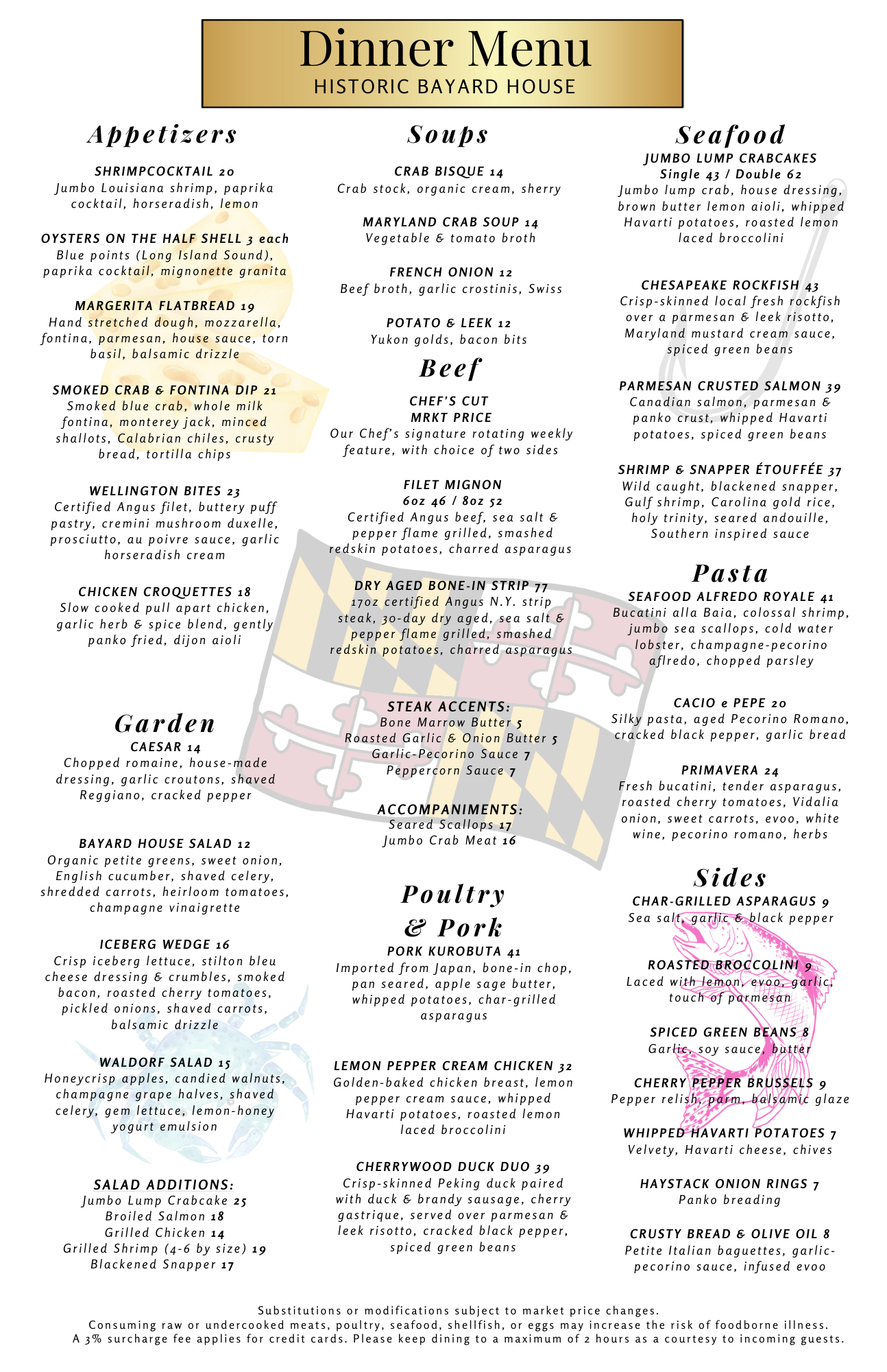 Bayard House Food Menu