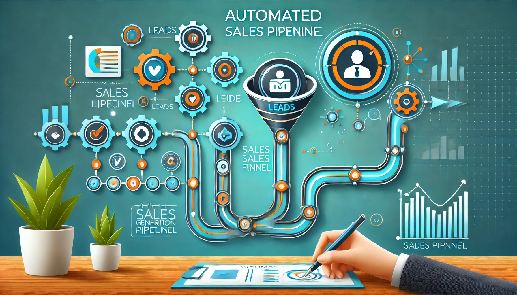 Automated Sales Pipelines – Visual representation of leads progressing through sales funnel stages.