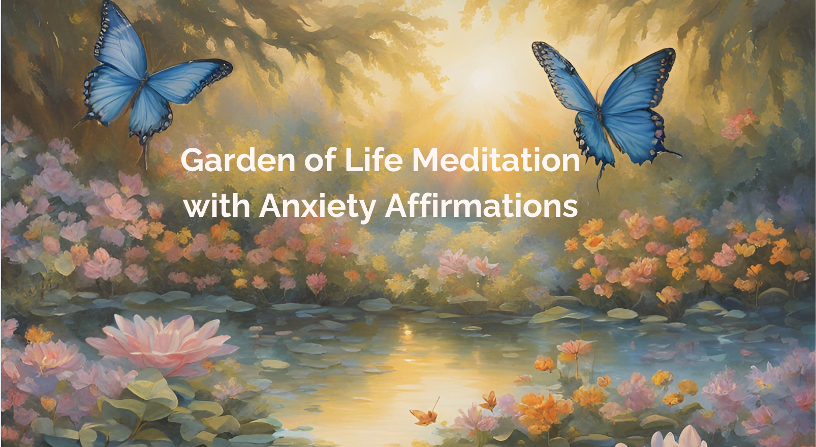 Image of garden and butterflies as cover page for Garden of Life Meditation with Anxiety Affirmations Image of garden and butterflies as cover page for Garden of Life Meditation with Anxiety Affirmations