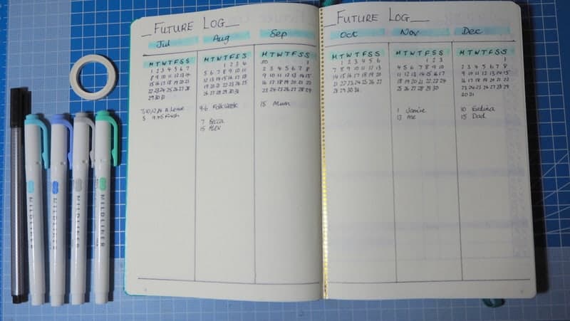 bullet journal future log