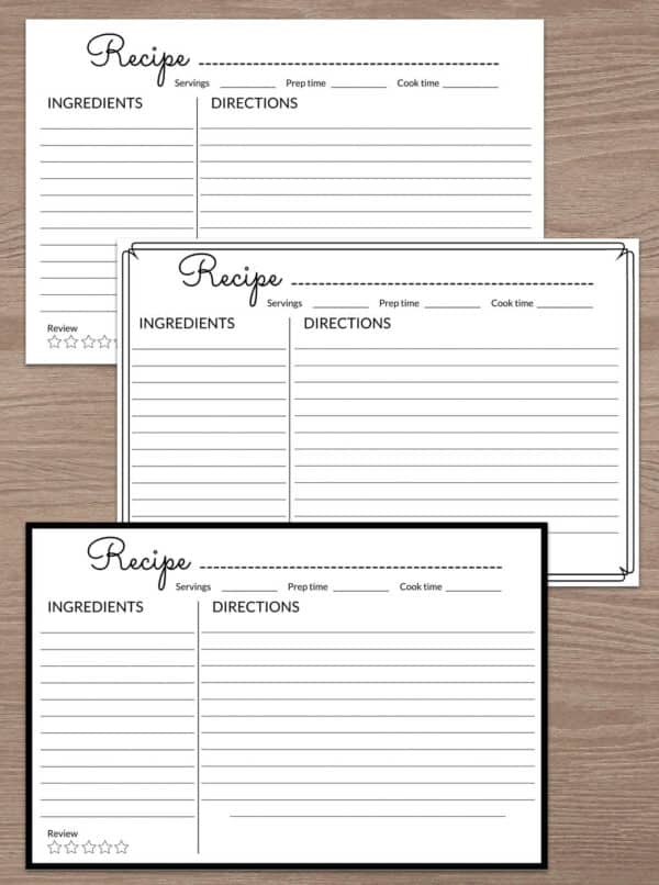 free printable recipe cards