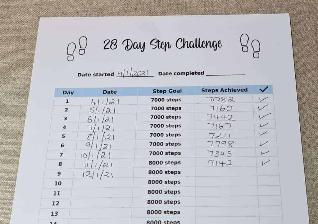 free step challenge printable