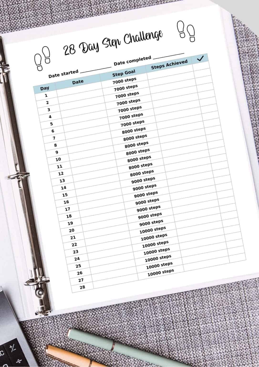 free step tracker printable