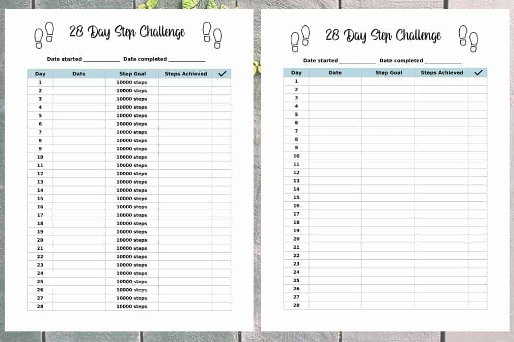 10000 steps a day challenge tracker