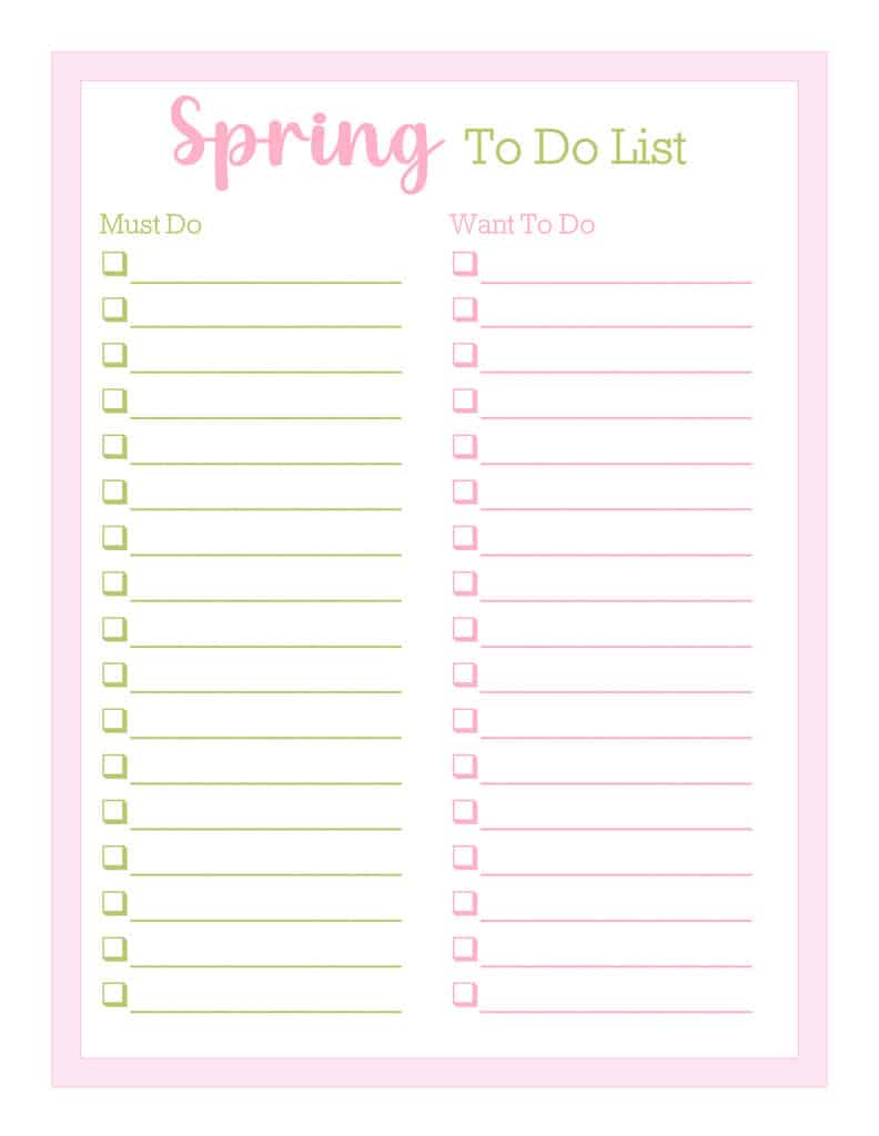 free printable spring to do list