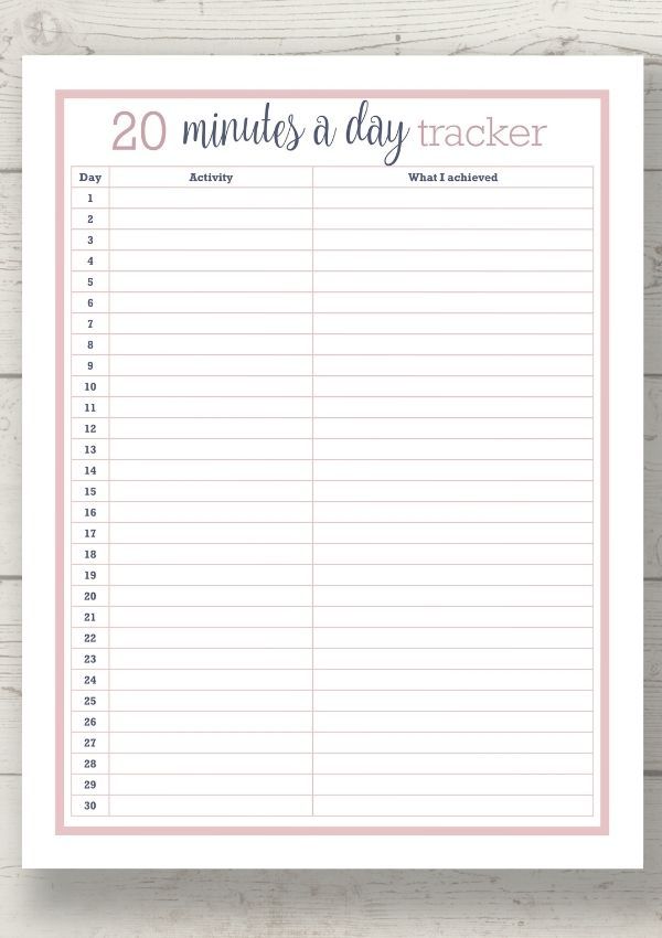 free 20 minutes a day tracker