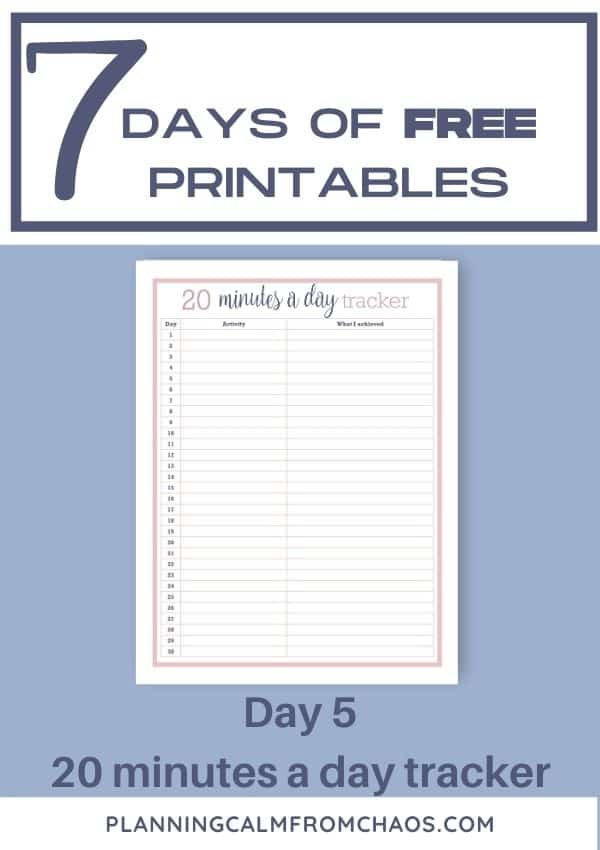 free 20 minutes a day tracker
