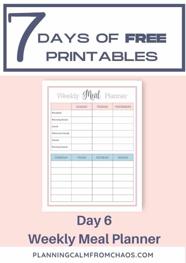 free printable weekly meal planner
