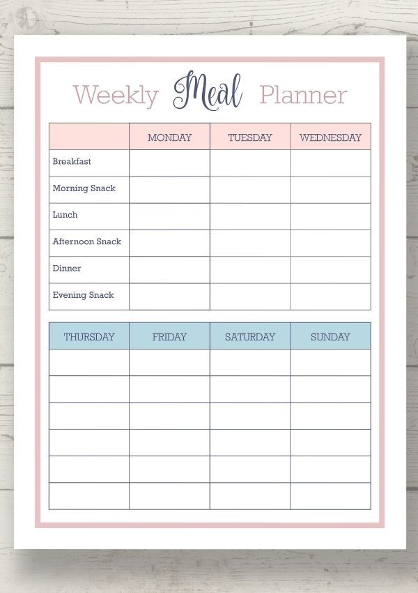 free printable weekly meal planner