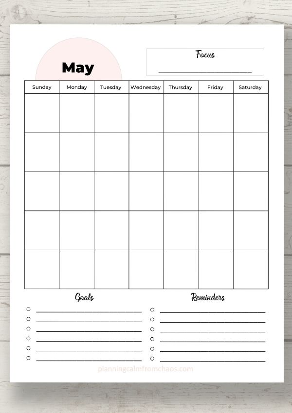 free may calendar template
