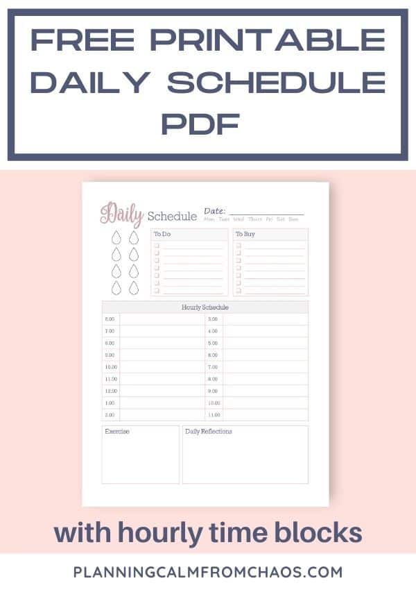 free printable daily schedule template