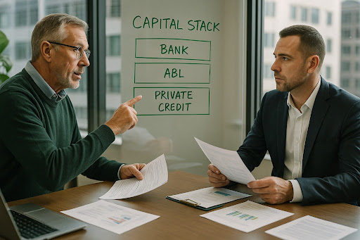 Strategic capital map showing how bank, ABL, and private credit combine to protect liquidity and fund growth despite tighter underwriting.