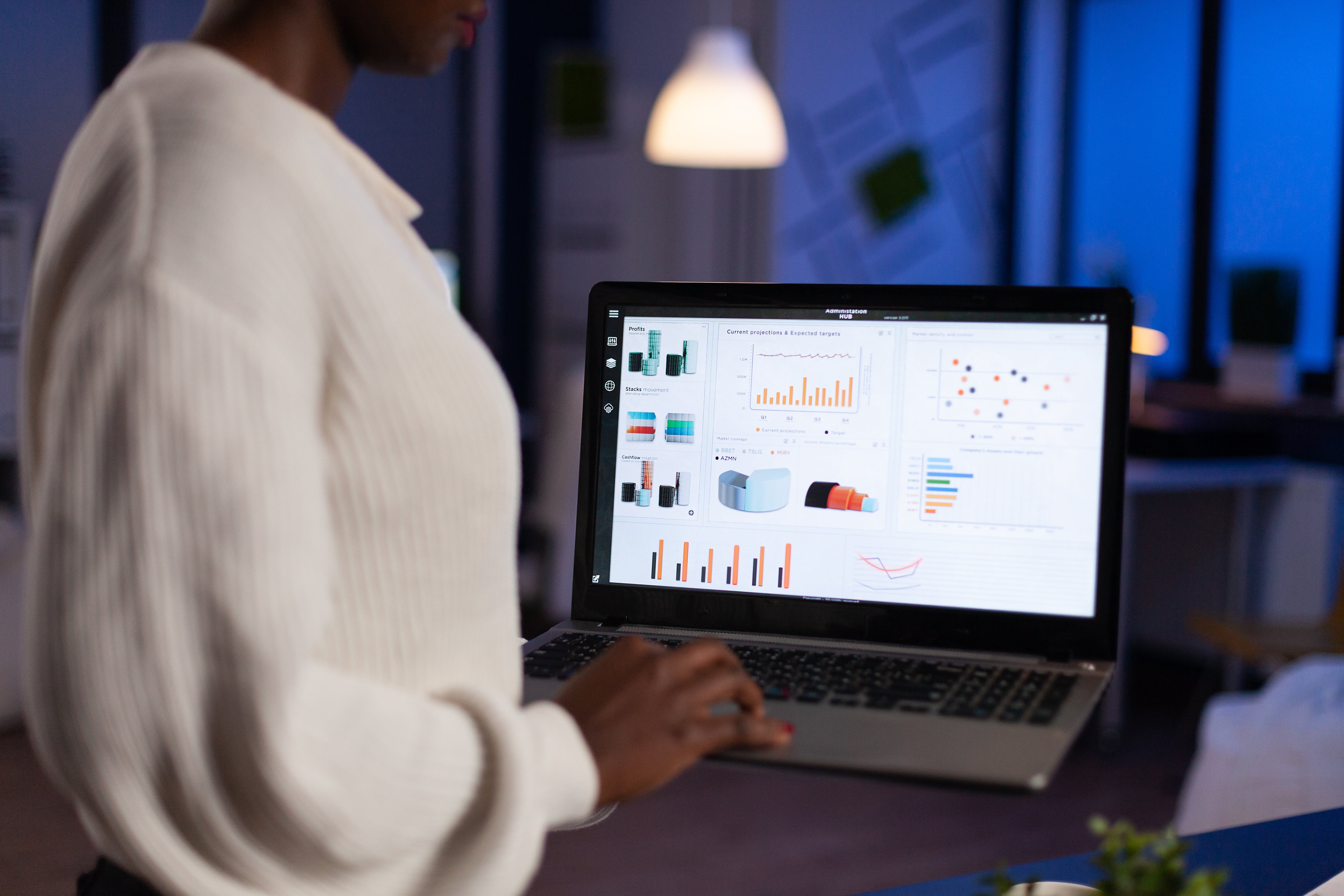 Black woman in front of computer