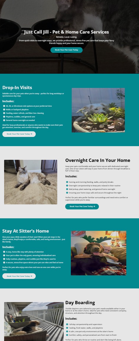 Just Call Jill Services and Pricing Layout