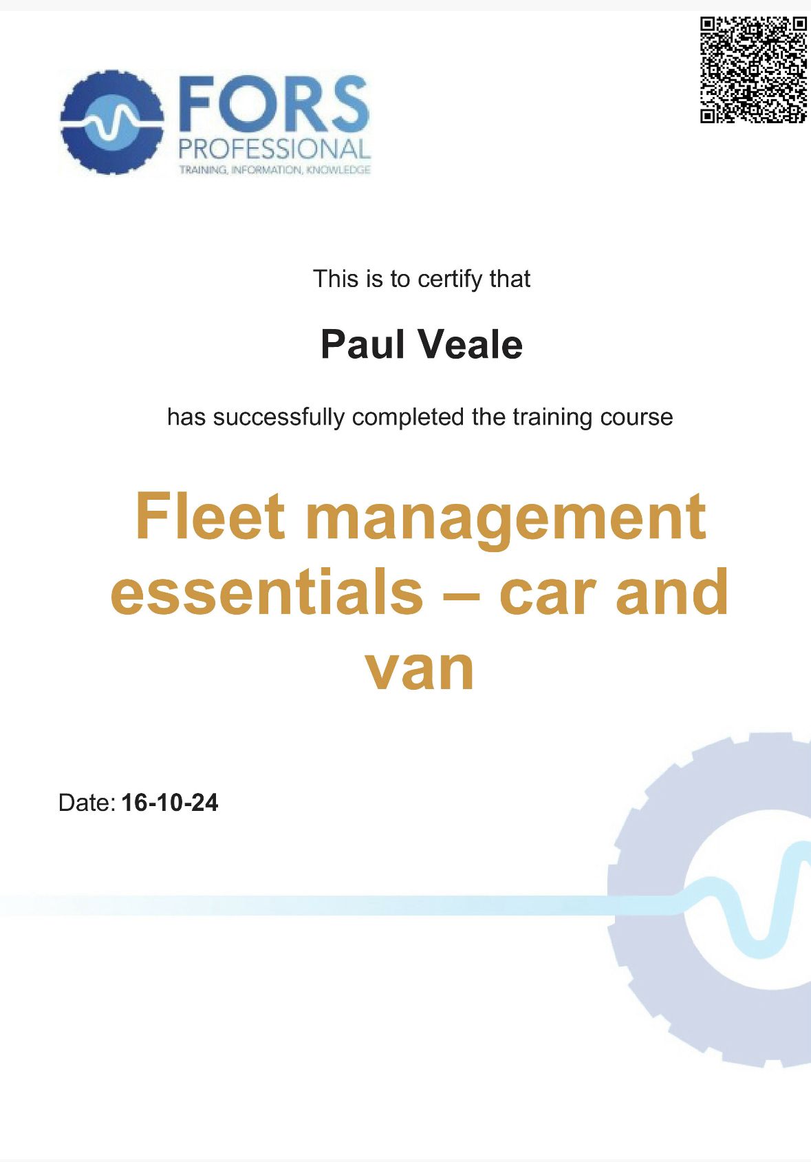 Van2Size Achieves FORS Fleet Management Essentials Accreditation Van2Size Achieves FORS Fleet Management Essentials Accreditation