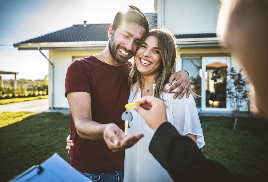 House exterior with autumn leaves and warm evening light