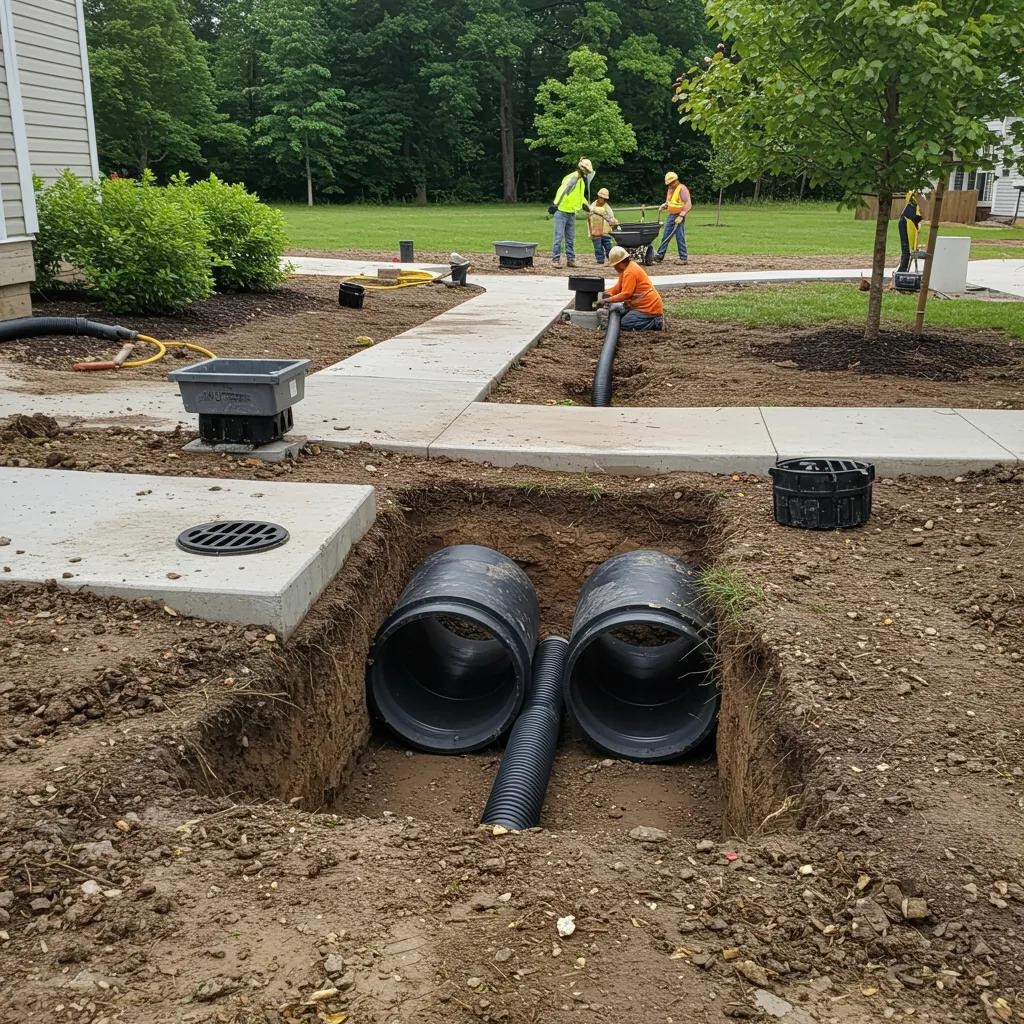 men laying pipes at a house men laying pipes at a house