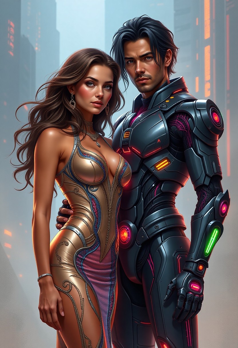 human woman with humanoid male human woman with humanoid male