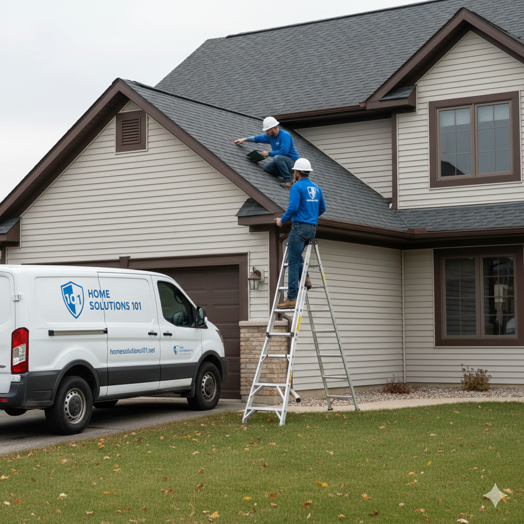 Professional roof inspection and leak diagnosis service in Dexter Michigan by Home Solutions 101