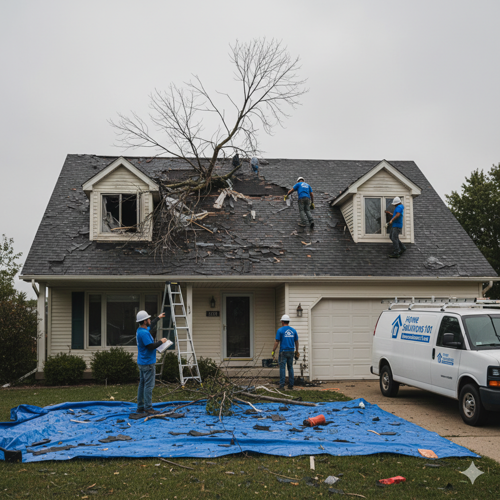 Storm damage roof repair in Dexter MI for wind and hail damage by Home Solutions 101