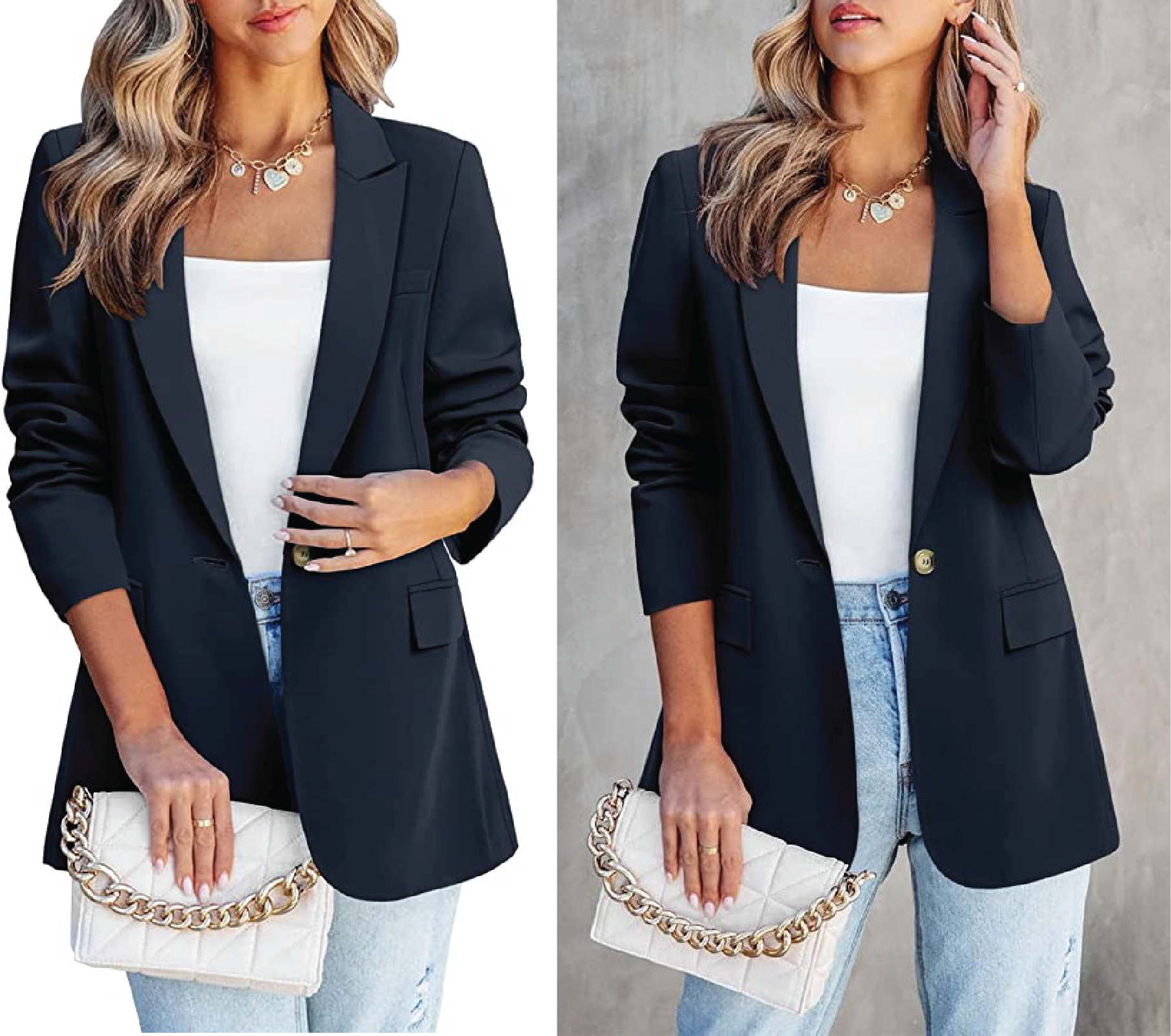 Long Sleeve Open Front Blazer