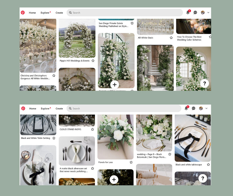 Pinterest boards for initial concepts & ideas