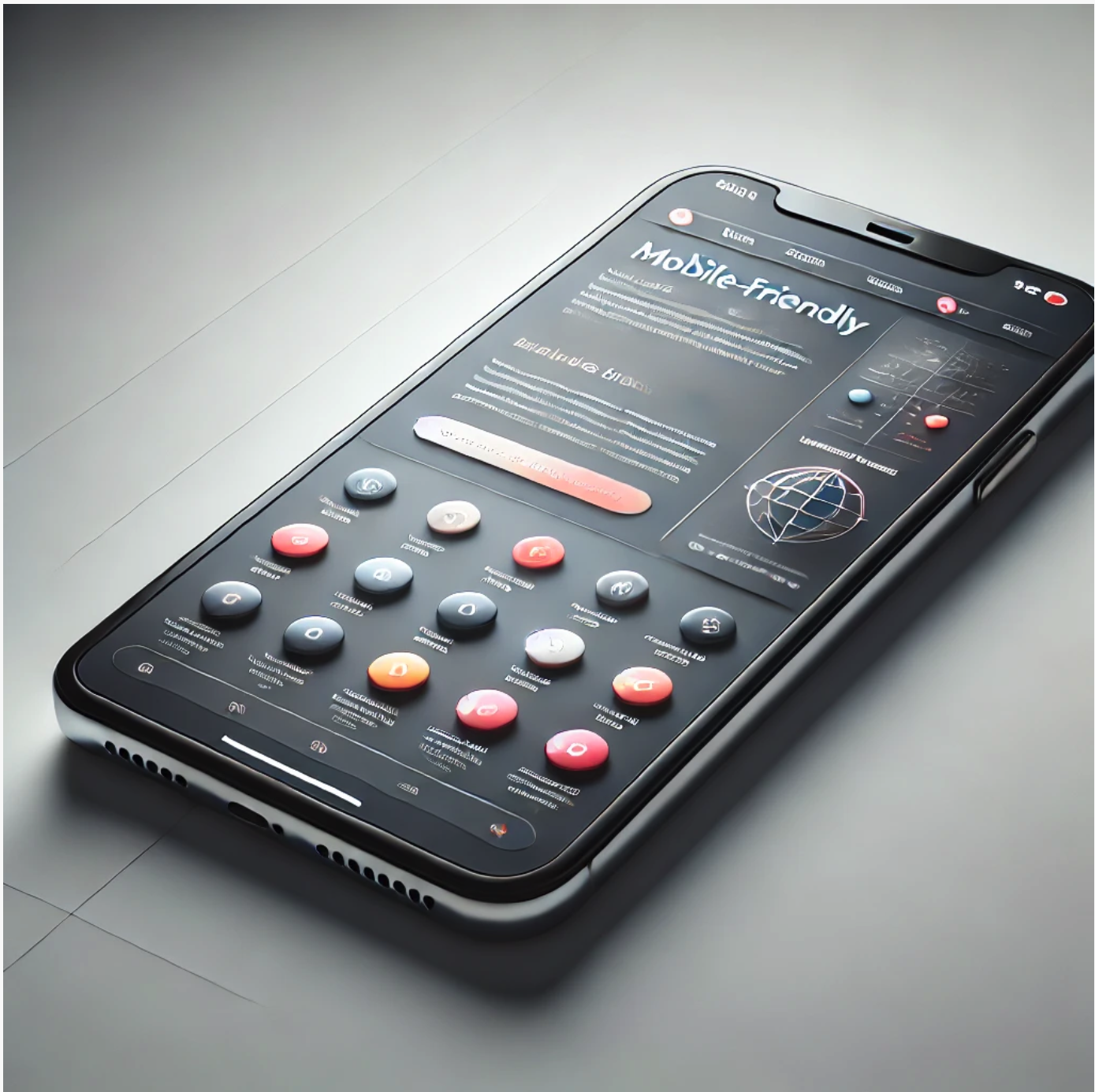 A smartphone displaying a mobile-friendly website design, emphasizing user engagement A smartphone displaying a mobile-friendly website design, emphasizing user engagement
