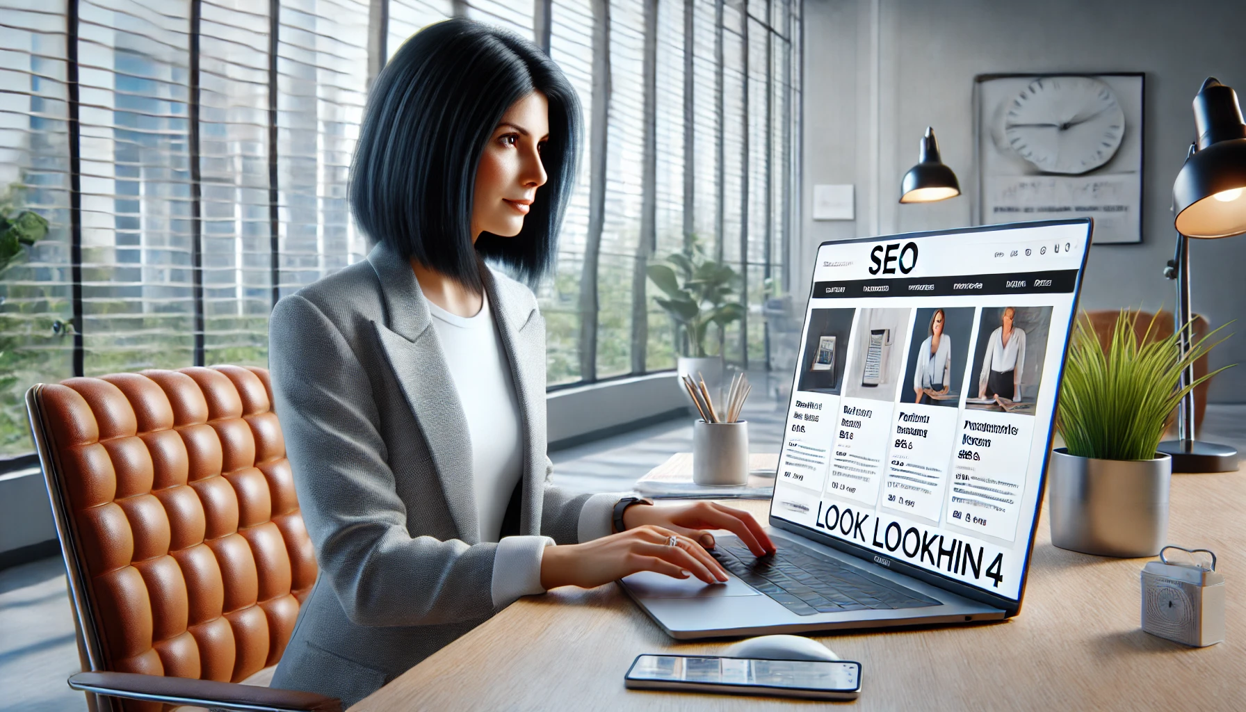 Woman on computer optimizing her business for seo