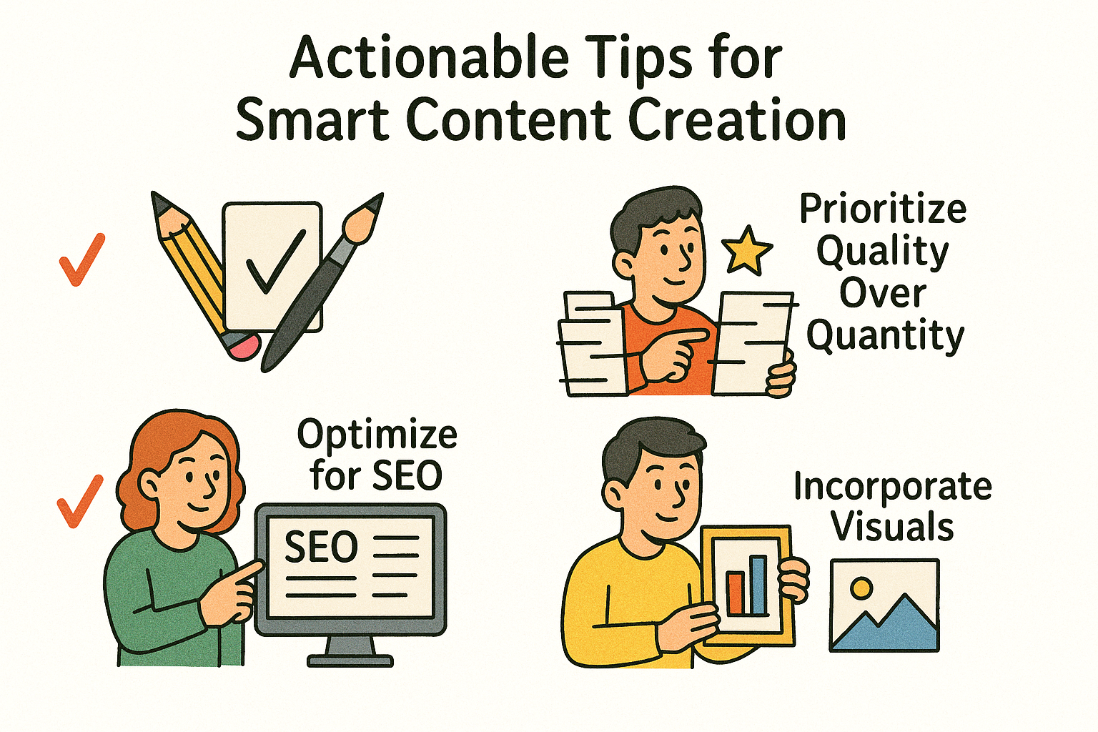 Infographic detailing smart content creation strategies. Infographic detailing smart content creation strategies.