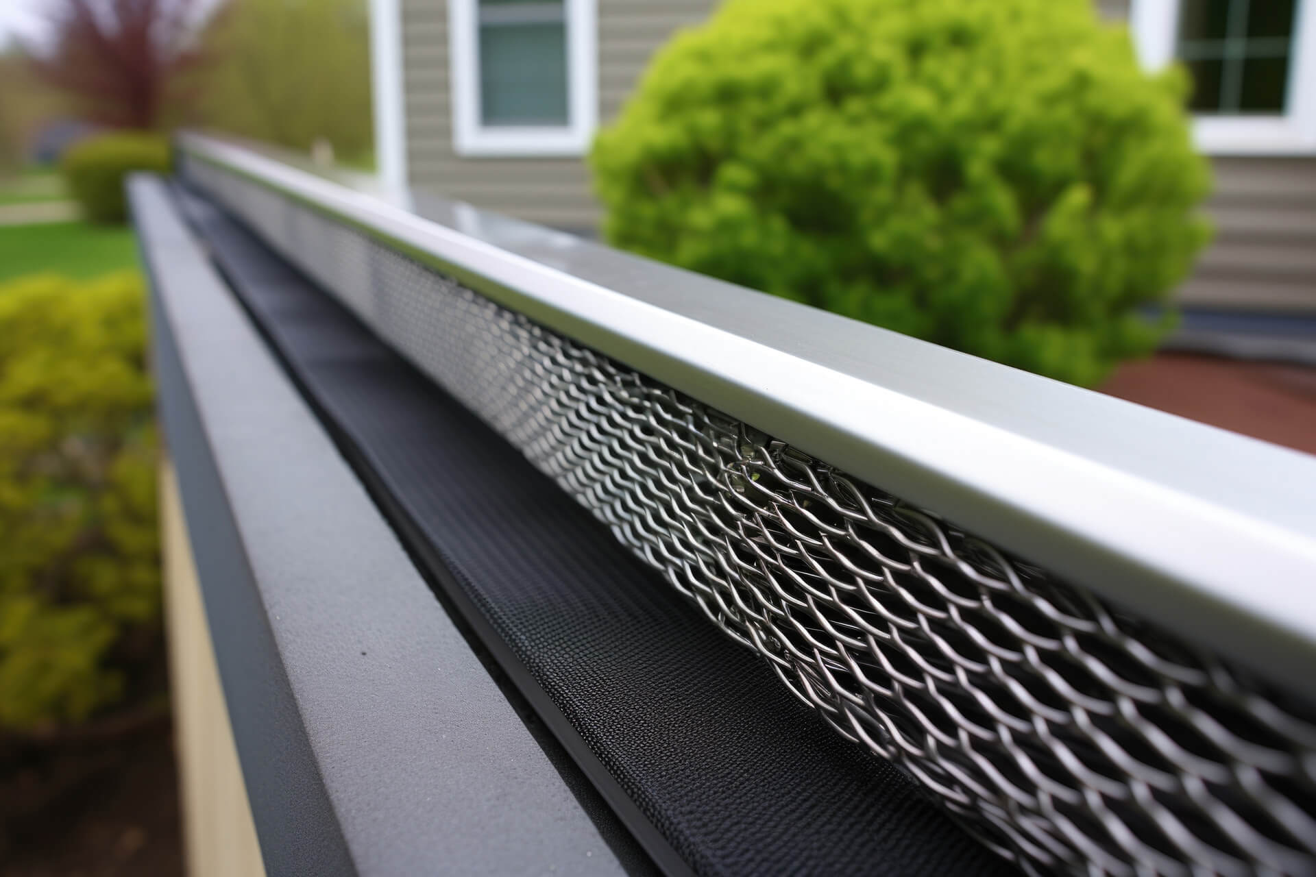 a new gutter with metal screen