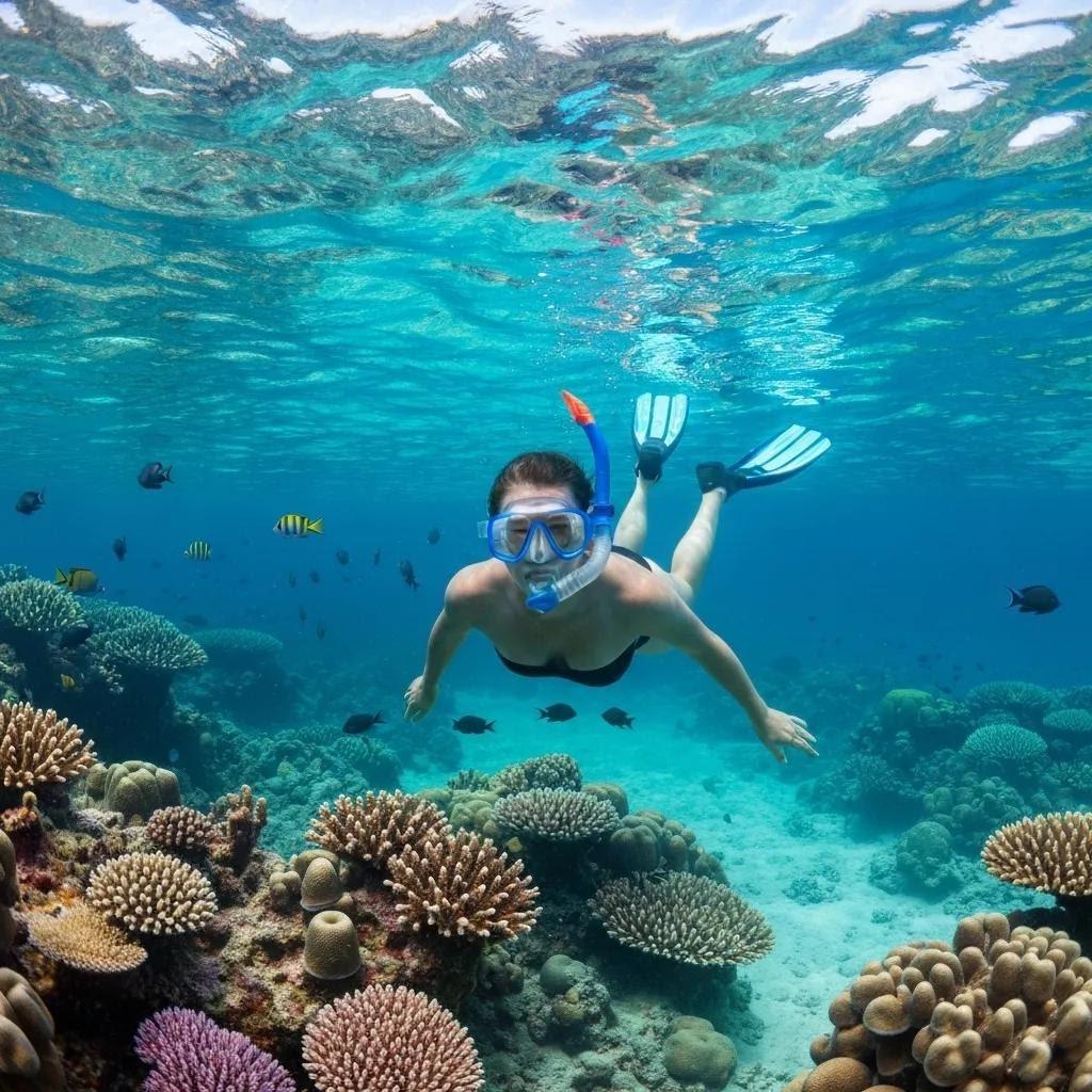 How to Snorkel Blog Cover of Woman Snorkeling in Islamorada Florida with Clearly Unique Charters