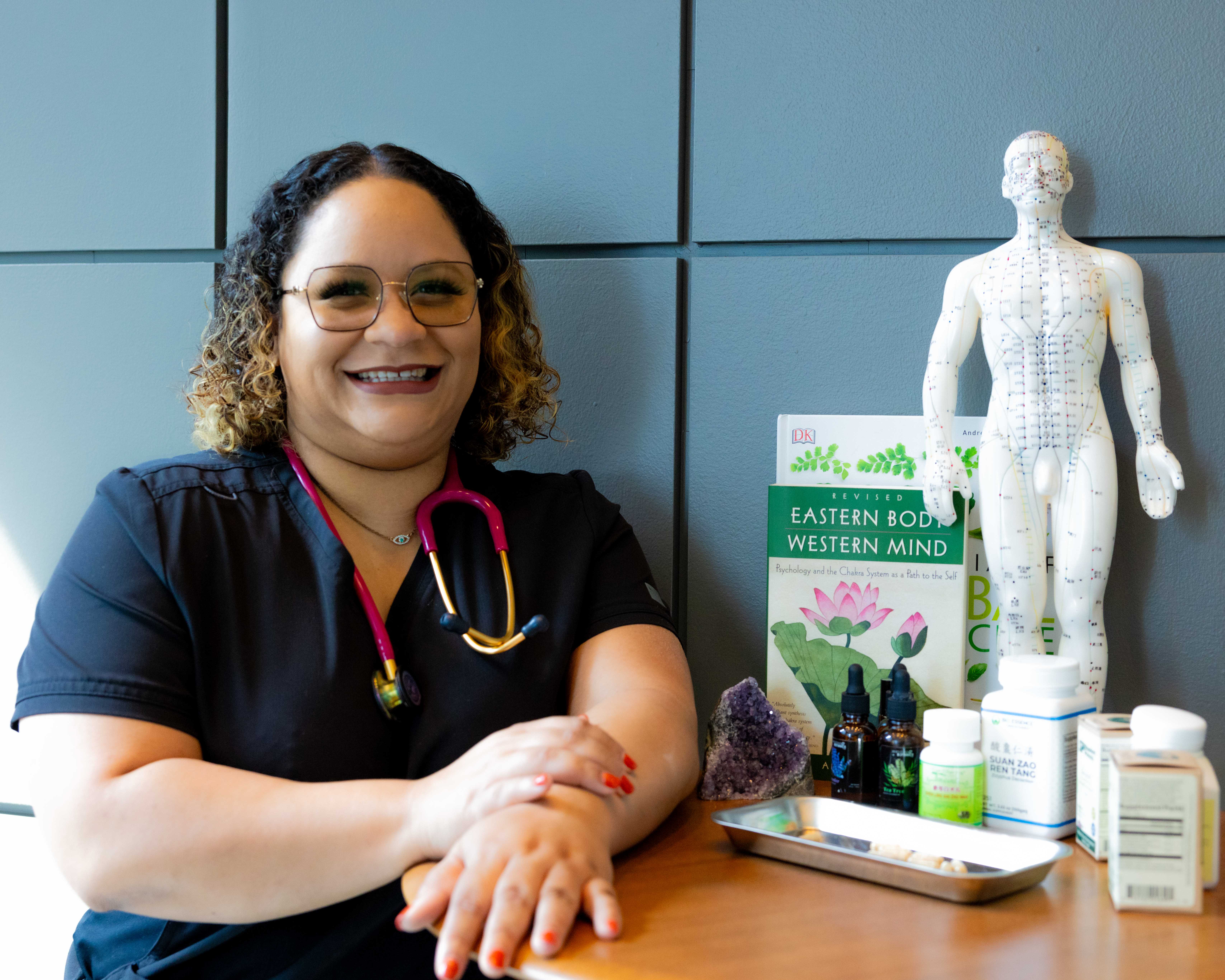 Dr. B. Rich, DAcCHM, L.Ac in office Dr. B. Rich, DAcCHM, L.Ac in office