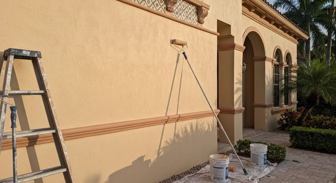 Exterior stucco painting in Boca Raton