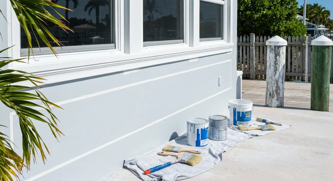 Exterior home painting near Lighthouse Point waterfront