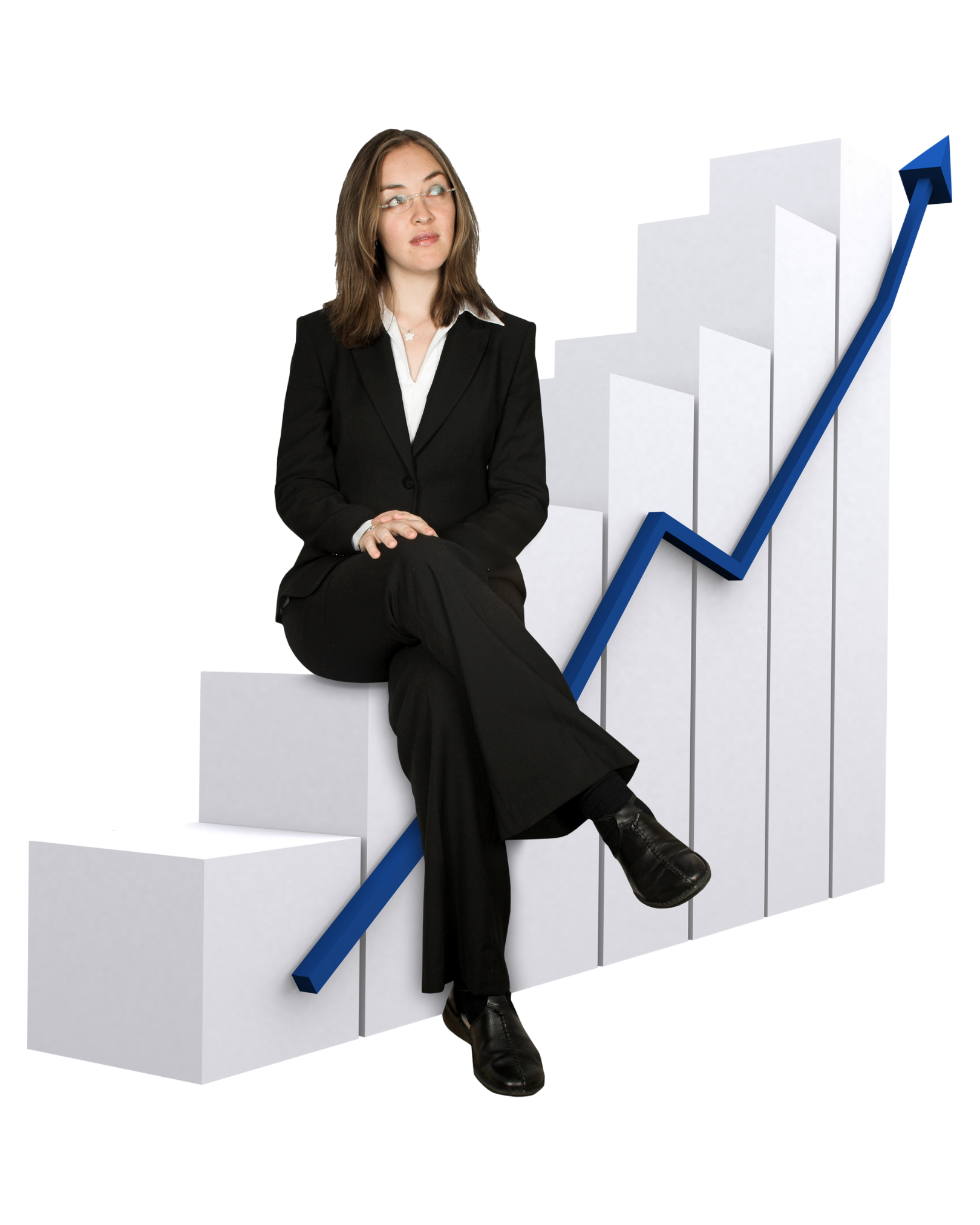 Financial Rise with Female Entrepreneur sitting on graph Financial Rise with Female Entrepreneur sitting on graph