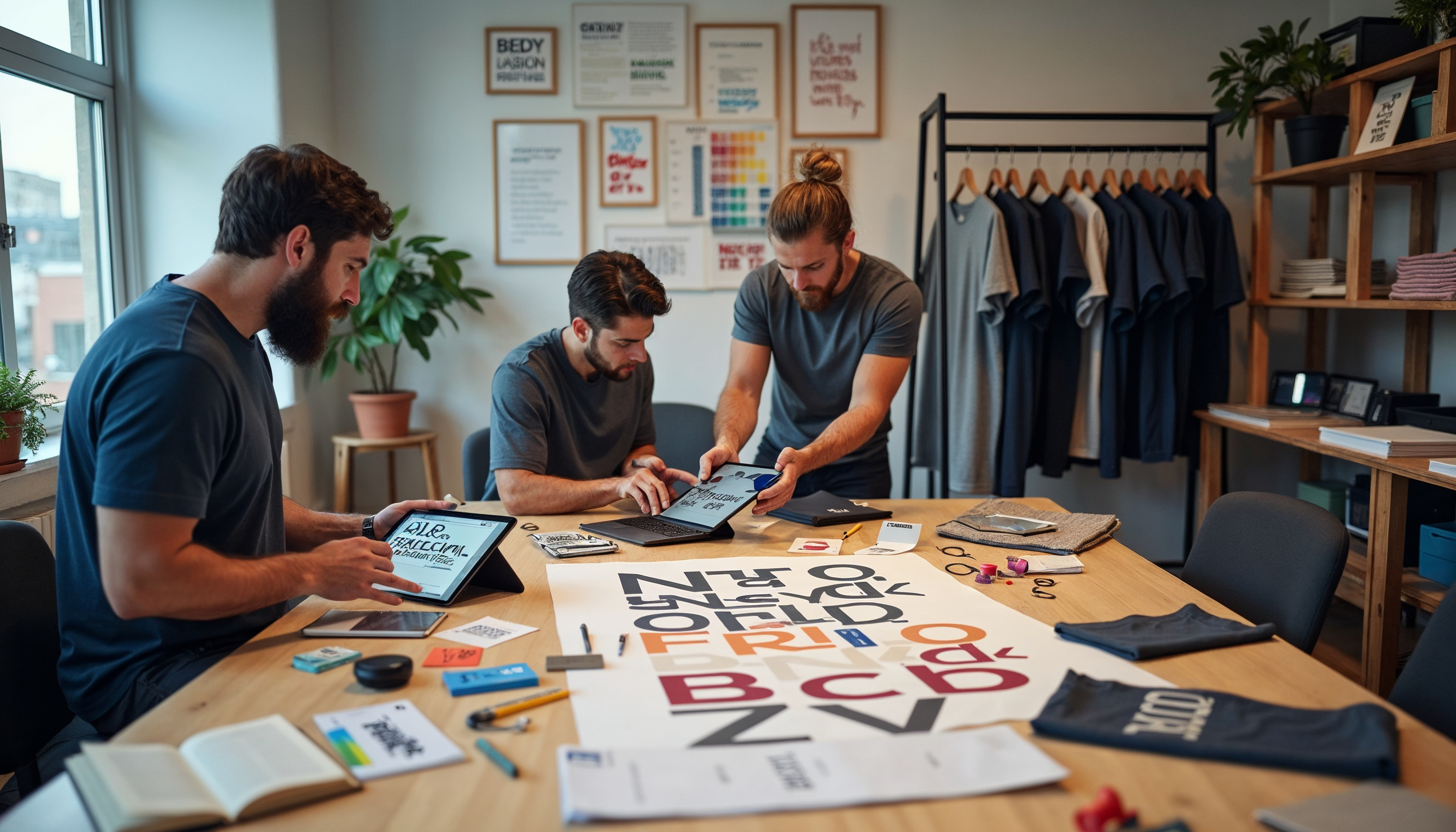T-Shirt Typography – Choosing the Perfect Fonts Assorted T-shirt mockups showing different font styles for headlines and branding.