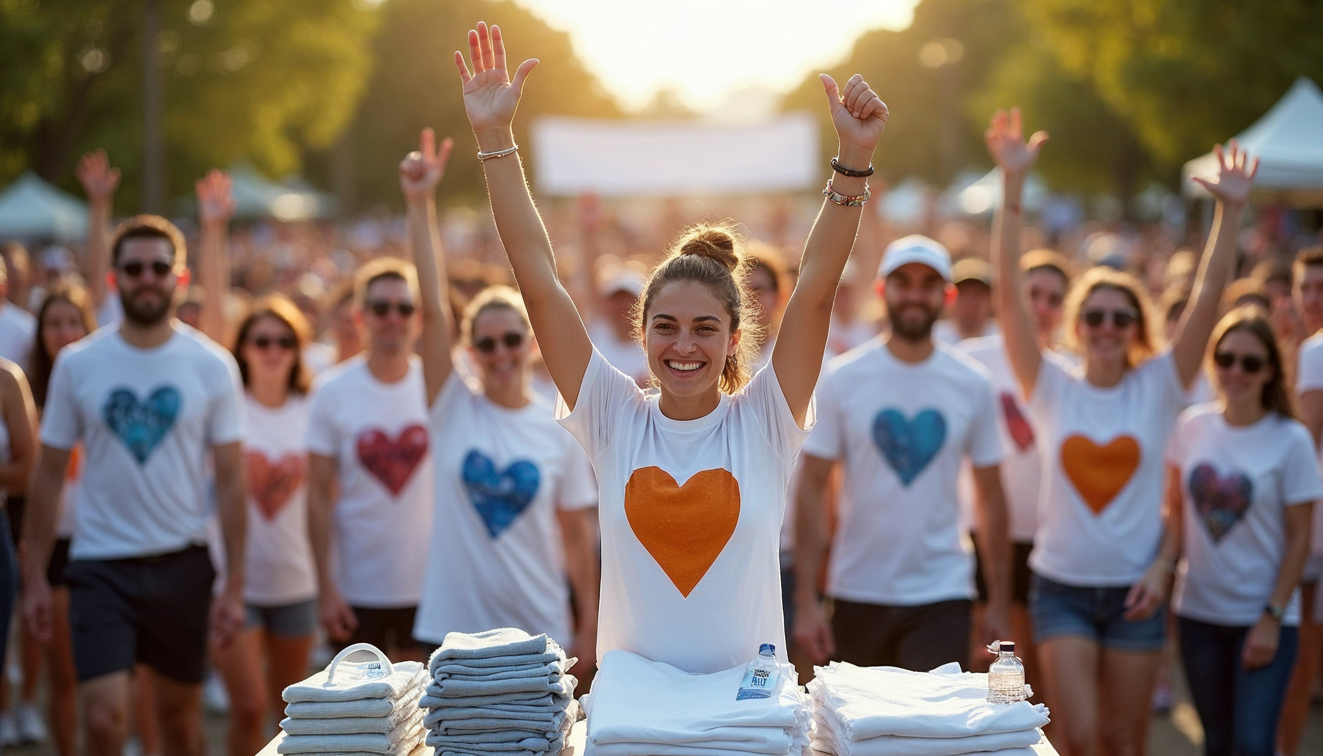 T-Shirt Fundraiser Ideas – Boost Your Cause Volunteers showing custom t-shirts during a community fundraiser event.