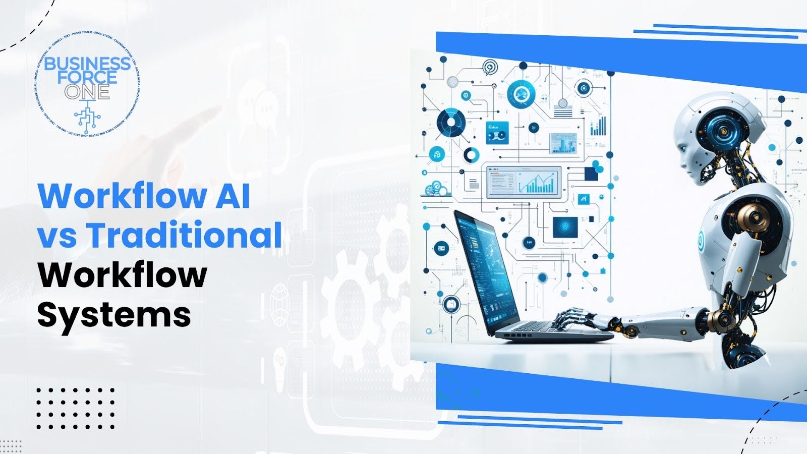 Running a business involves juggling multiple tasks, managing teams, and ensuring productivity. As businesses grow, managing workflows becomes increasingly difficult. The solution? A Workflow AI assistant. Imagine having a digital assistant that can automate your repetitive tasks, streamline your processes, and improve overall efficiency.  At Business Force One, we provide cutting-edge Workflow AI assistants designed to optimize business processes and free up your time for what matters most. Keep reading to explore how AI-powered workflow management can change the game for your business. What is a Workflow AI Assistant? A Workflow AI assistant is an AI-powered tool designed to automate everyday tasks in a business. It helps streamline business operations by managing workflows, improving task efficiency, and ensuring accuracy. Rather than spending time on manual processes, businesses can leverage AI to handle these tasks more effectively. How Workflow AI Can Benefit Your Business Workflow AI assistants bring numerous advantages to your business, including: Time Efficiency: Automates repetitive tasks, saving valuable time for employees.   Cost Savings: Reduces the need for additional manpower, cutting operational costs.   Error Reduction: AI systems are designed to minimize human errors, ensuring higher accuracy.   AI-powered workflow management tools can easily integrate into your existing systems, allowing for a seamless transition and immediate productivity boosts. Contact us at Business Force One to implement your AI assistant today and watch your business grow.  Boost Your Business Efficiency with AI Investing in business automation solutions is a step towards optimizing your workflow. If you want to enhance productivity, streamline operations, and reduce overheads, consider integrating an AI assistant for business management. How Does a Workflow AI Assistant Work? A Workflow AI assistant can be set up to manage everything from scheduling meetings to processing emails and managing data flows. It works by integrating with existing business tools, learning from patterns, and continuously improving over time. By monitoring tasks and optimizing workflows, this AI solution helps businesses stay organized, efficient, and focused on more critical aspects of their operations. Workflow AI: A Smart Investment for Your Business Incorporating an AI-powered workflow management tool into your operations makes a noticeable difference. It reduces manual oversight and increases the overall effectiveness of your team. Want a reliable assistant that never sleeps? An AI Workflow assistant is your answer. Top Features of Workflow AI Assistants AI assistants offer businesses a wide range of features that optimize operations and simplify tasks. Some of the key benefits include: Automated Scheduling: AI can manage your meetings, appointments, and reminders without human intervention.   Task Prioritization: It sorts tasks based on deadlines, importance, and urgency.   Data Analysis: AI can analyze trends and provide actionable insights from your data.   These features save valuable time and help businesses become more agile, leaving employees free to focus on critical thinking and creativity. Workflow AI vs Traditional Workflow Systems Running a business involves juggling multiple tasks, managing teams, and ensuring productivity. As businesses grow, managing workflows becomes increasingly difficult. The solution? A Workflow AI assistant. Imagine having a digital assistant that can automate your repetitive tasks, streamline your processes, and improve overall efficiency.  At Business Force One, we provide cutting-edge Workflow AI assistants designed to optimize business processes and free up your time for what matters most. Keep reading to explore how AI-powered workflow management can change the game for your business. What is a Workflow AI Assistant? A Workflow AI assistant is an AI-powered tool designed to automate everyday tasks in a business. It helps streamline business operations by managing workflows, improving task efficiency, and ensuring accuracy. Rather than spending time on manual processes, businesses can leverage AI to handle these tasks more effectively. How Workflow AI Can Benefit Your Business Workflow AI assistants bring numerous advantages to your business, including: Time Efficiency: Automates repetitive tasks, saving valuable time for employees.   Cost Savings: Reduces the need for additional manpower, cutting operational costs.   Error Reduction: AI systems are designed to minimize human errors, ensuring higher accuracy.   AI-powered workflow management tools can easily integrate into your existing systems, allowing for a seamless transition and immediate productivity boosts. Contact us at Business Force One to implement your AI assistant today and watch your business grow.  Boost Your Business Efficiency with AI Investing in business automation solutions is a step towards optimizing your workflow. If you want to enhance productivity, streamline operations, and reduce overheads, consider integrating an AI assistant for business management. How Does a Workflow AI Assistant Work? A Workflow AI assistant can be set up to manage everything from scheduling meetings to processing emails and managing data flows. It works by integrating with existing business tools, learning from patterns, and continuously improving over time. By monitoring tasks and optimizing workflows, this AI solution helps businesses stay organized, efficient, and focused on more critical aspects of their operations. Workflow AI: A Smart Investment for Your Business Incorporating an AI-powered workflow management tool into your operations makes a noticeable difference. It reduces manual oversight and increases the overall effectiveness of your team. Want a reliable assistant that never sleeps? An AI Workflow assistant is your answer. Top Features of Workflow AI Assistants AI assistants offer businesses a wide range of features that optimize operations and simplify tasks. Some of the key benefits include: Automated Scheduling: AI can manage your meetings, appointments, and reminders without human intervention.   Task Prioritization: It sorts tasks based on deadlines, importance, and urgency.   Data Analysis: AI can analyze trends and provide actionable insights from your data.   These features save valuable time and help businesses become more agile, leaving employees free to focus on critical thinking and creativity. Workflow AI vs Traditional Workflow Systems
