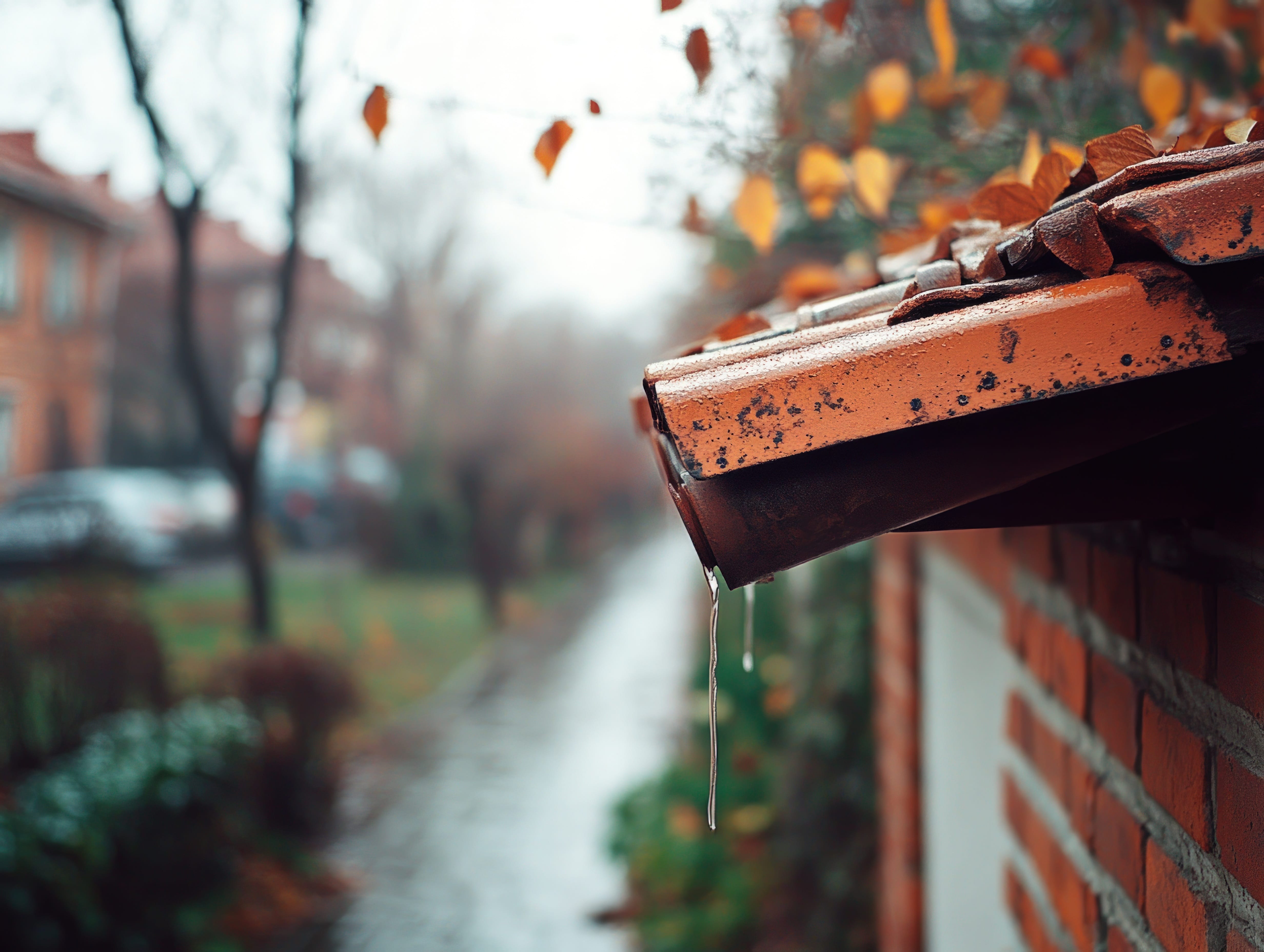 Technician clearing roof drains as part of seasonal maintenance by H Plus Contracting