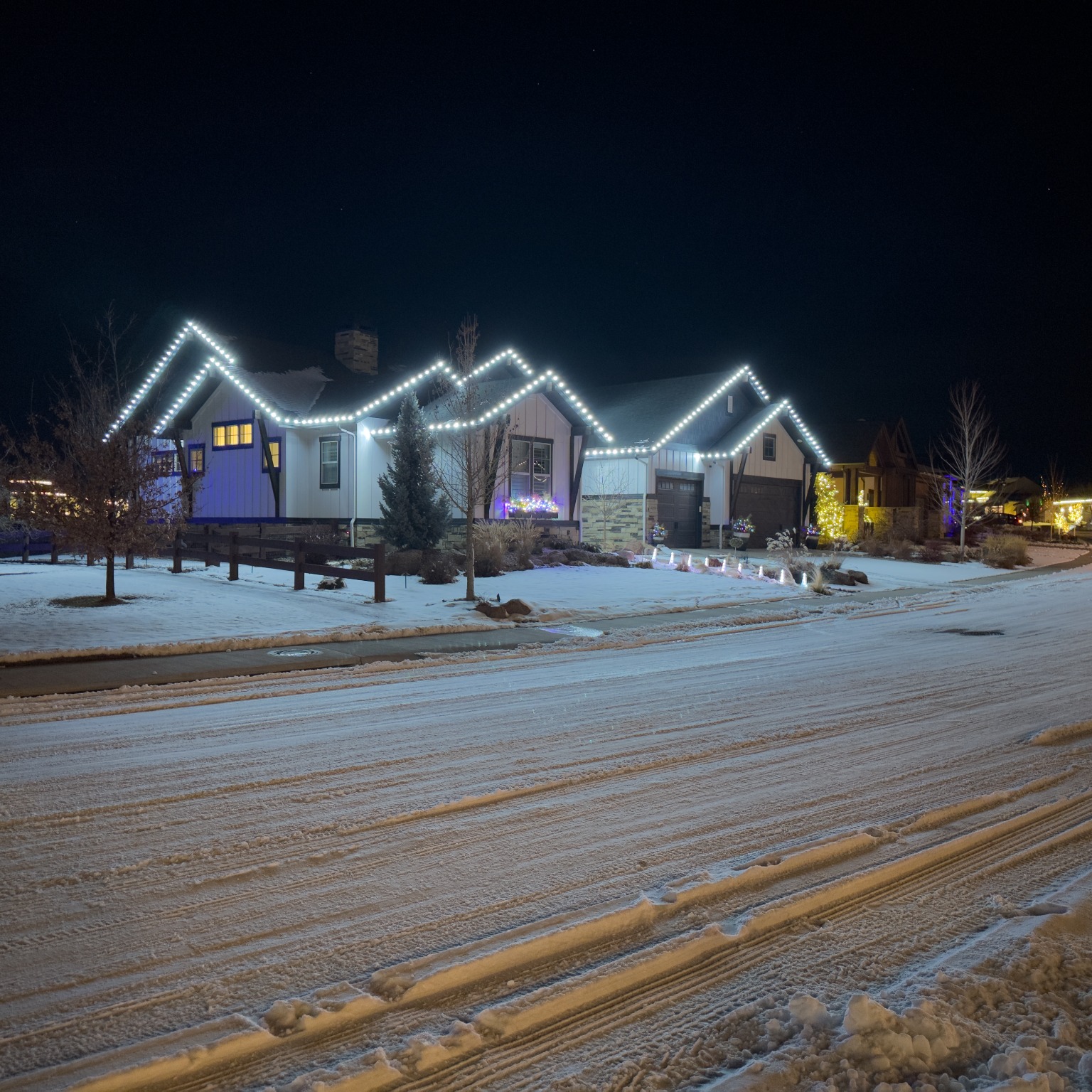 Cool white Christmas lights professional installation service