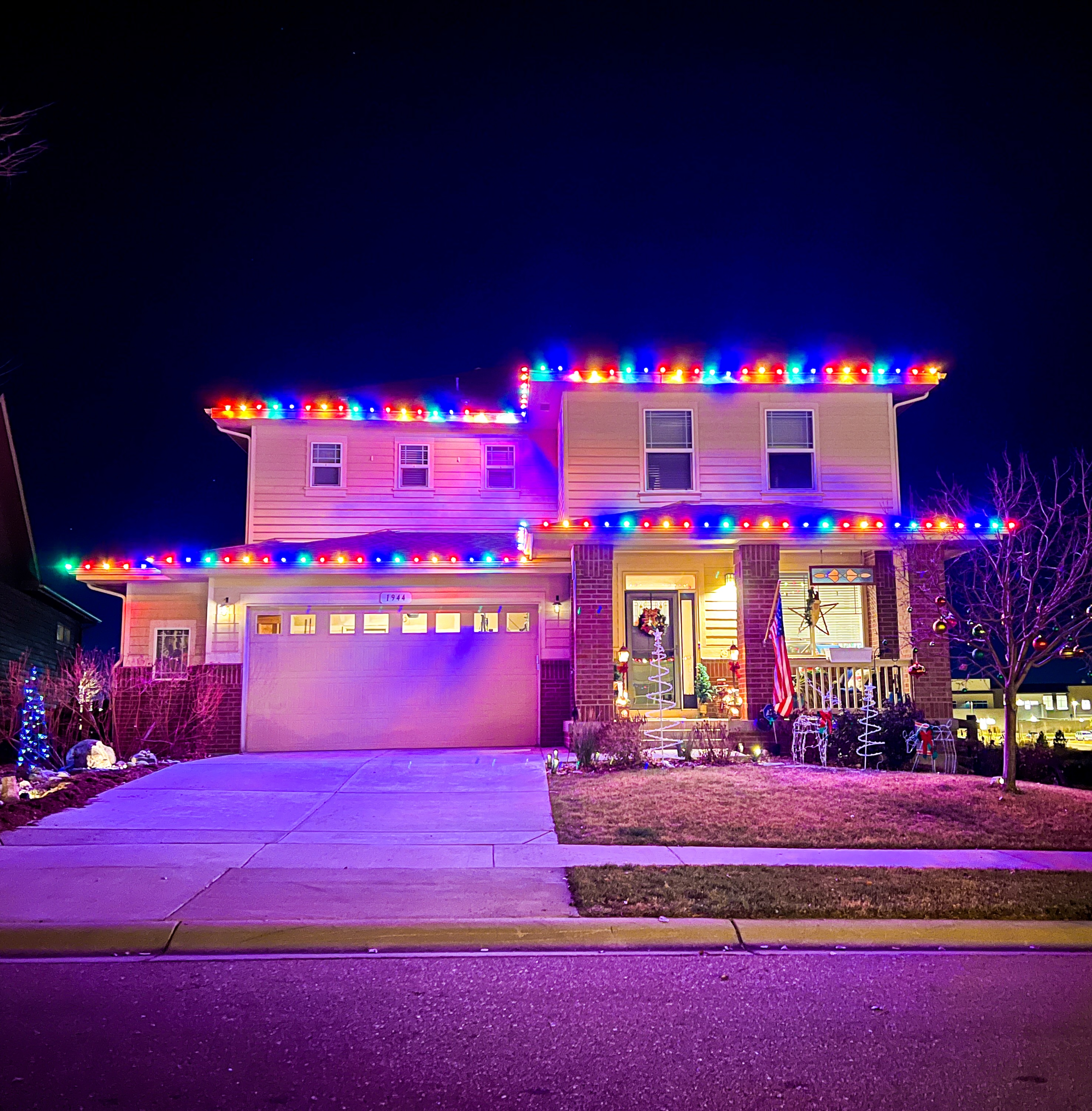 Multi-color Christmas light display Greeley area