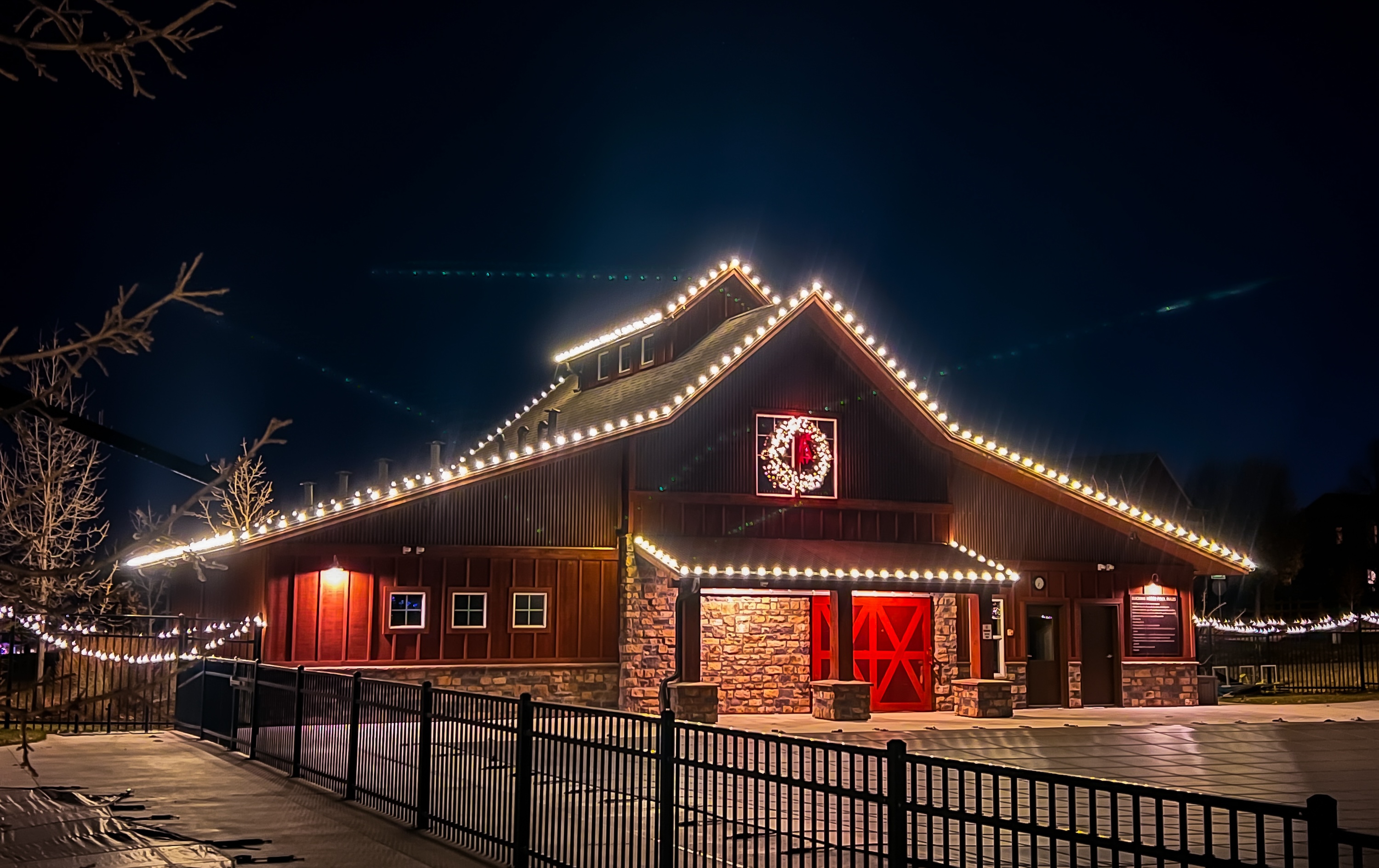 Beautiful warm white Christmas light installation Fort Collins