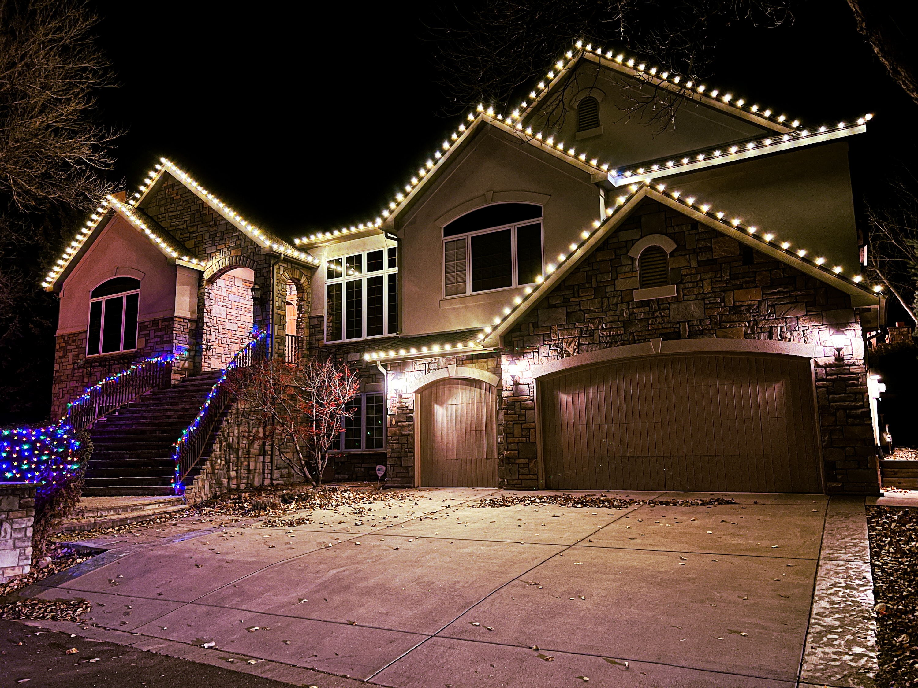 Beautiful warm white Christmas light installation Loveland