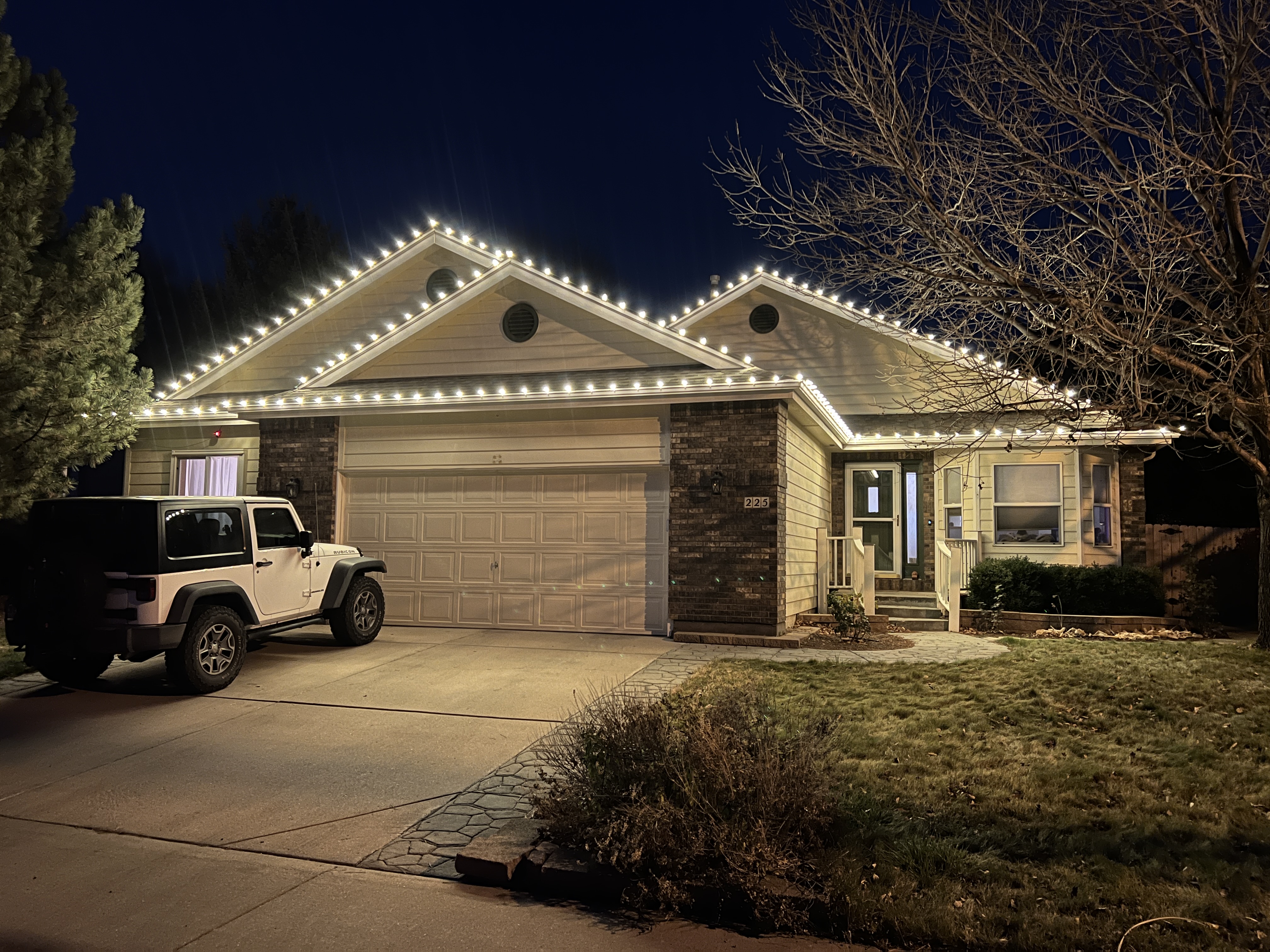 Professional warm white LED Christmas light installation