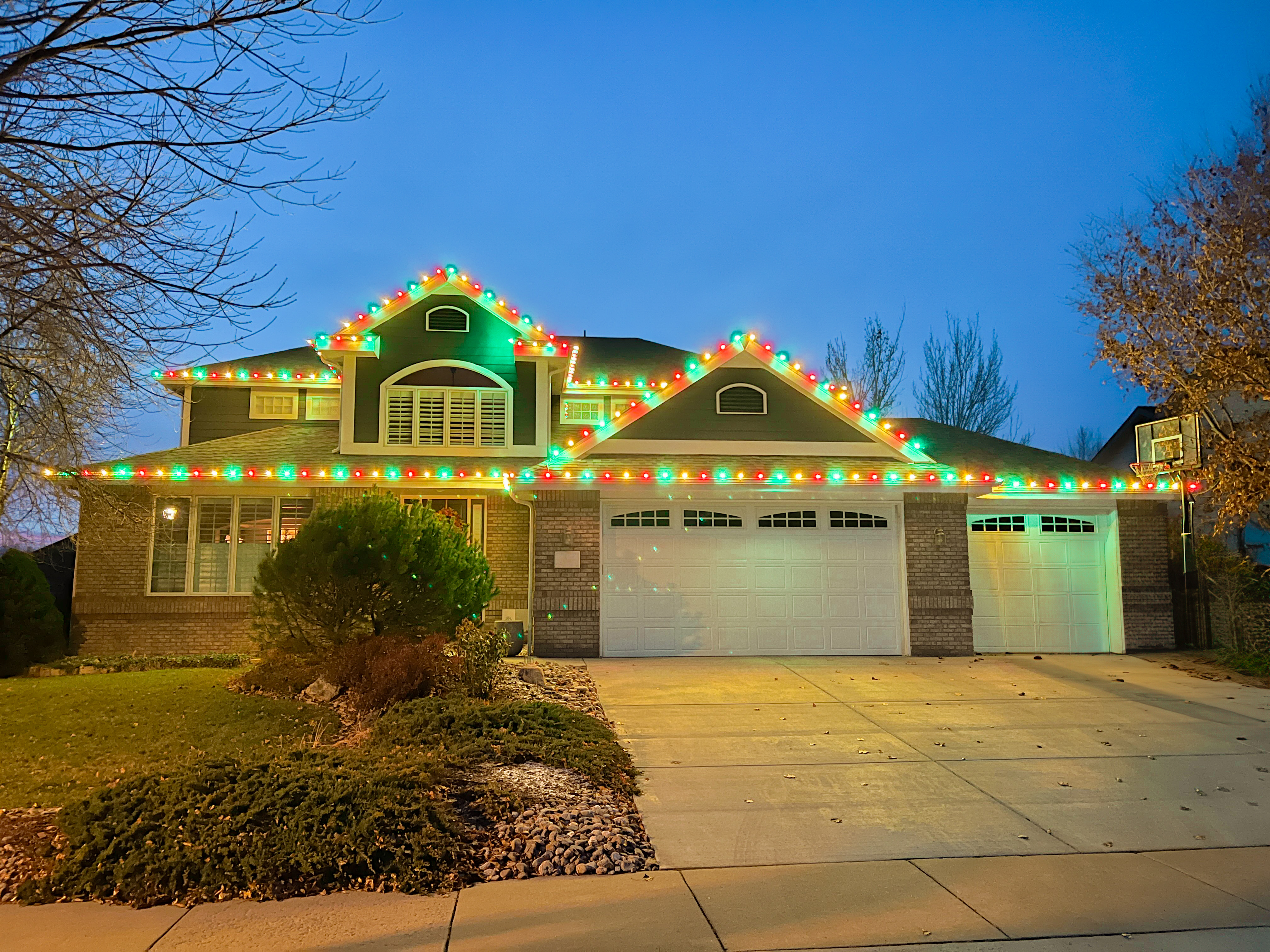 Vibrant multi-color Christmas lighting Timnath area