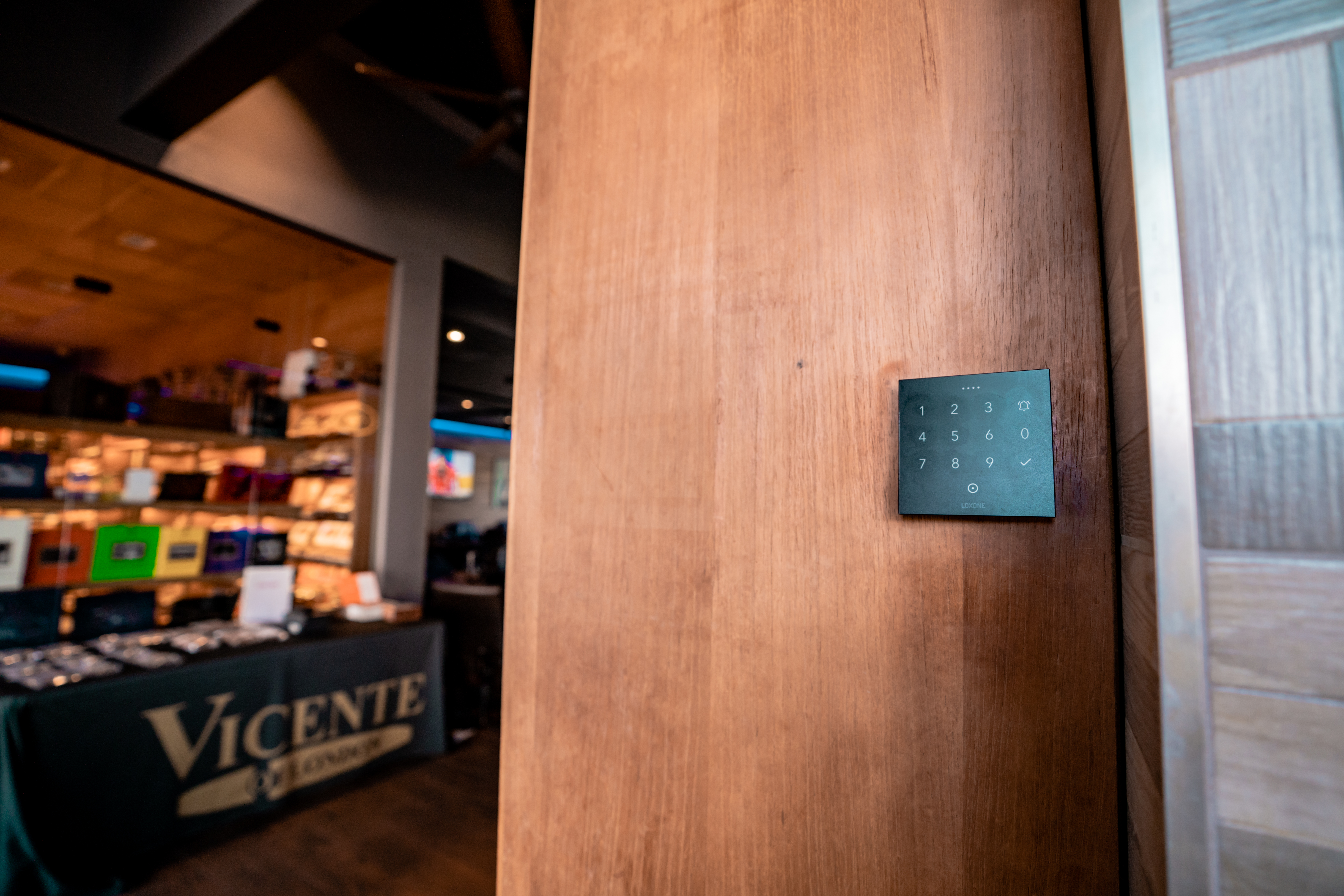Custom audio system in the cigar lounge