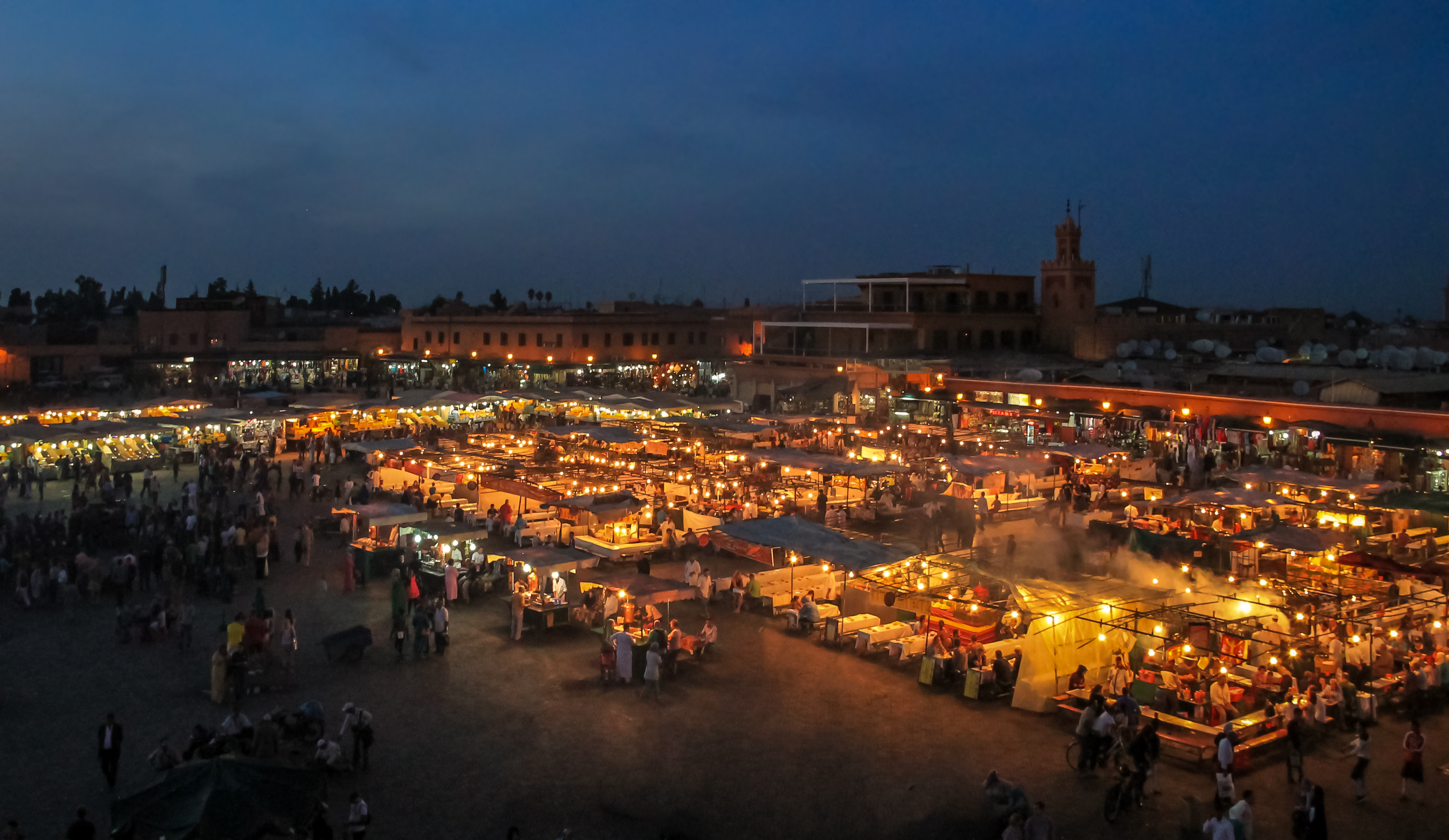 Colorful alley in Marrakech’s medina with market stalls