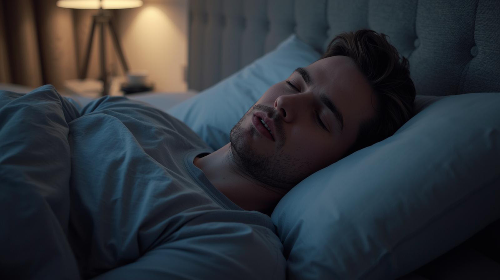 Myofunctional therapy - Man sleeping with his mouth open 